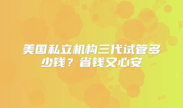 美国私立机构三代试管多少钱？省钱又心安