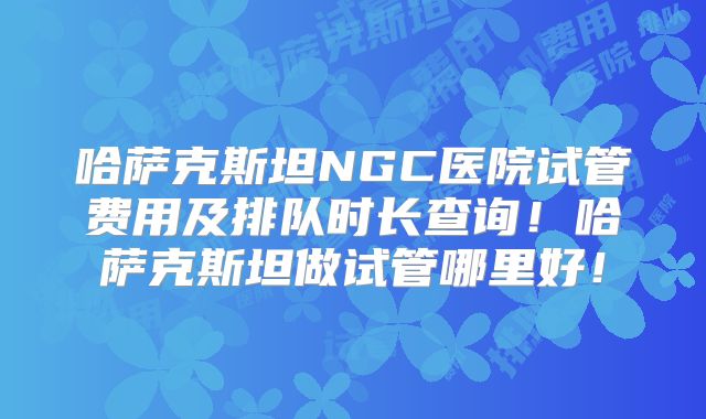 哈萨克斯坦NGC医院试管费用及排队时长查询!哈萨克斯坦做试管哪里好!
