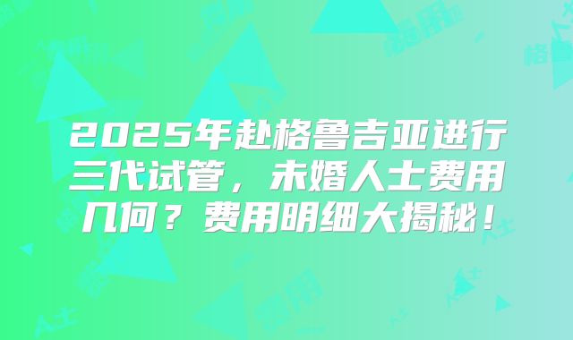2025年赴格鲁吉亚进行三代试管,未婚人士费用几何?费用明细大揭秘!