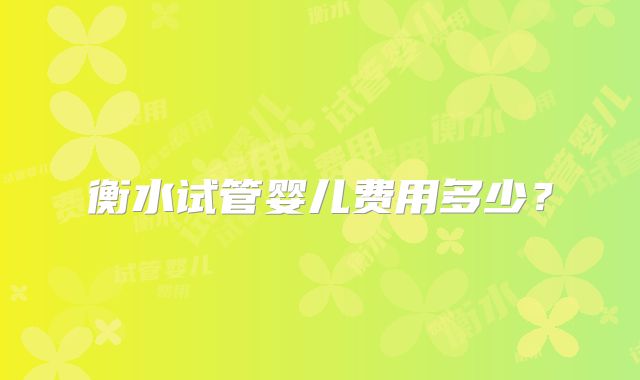 衡水试管婴儿费用多少？