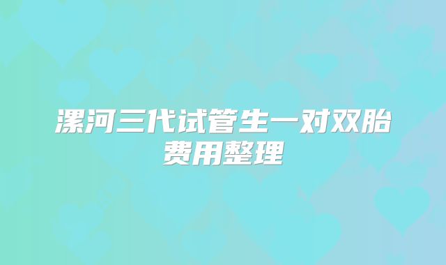 漯河三代试管生一对双胎费用整理