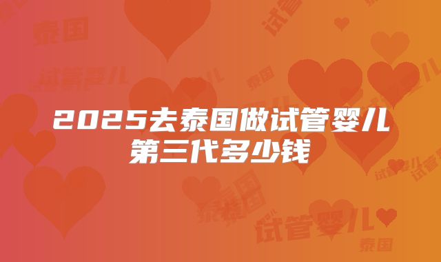 2025去泰国做试管婴儿第三代多少钱