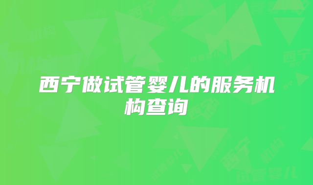 西宁做试管婴儿的服务机构查询