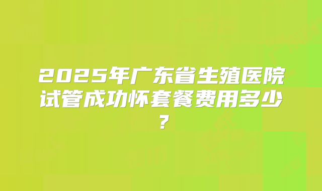 2025年广东省生殖医院试管成功怀套餐费用多少？