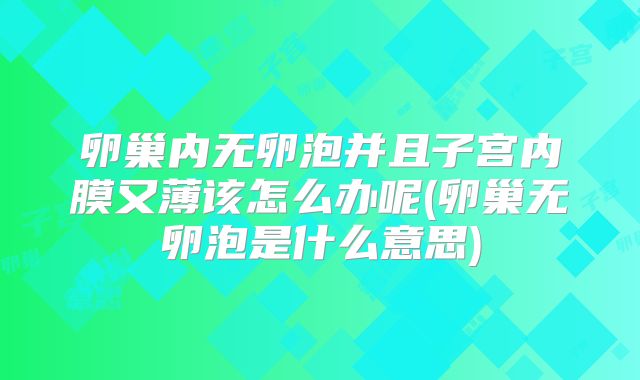 卵巢内无卵泡并且子宫内膜又薄该怎么办呢(卵巢无卵泡是什么意思)