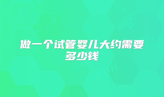 做一个试管婴儿大约需要多少钱
