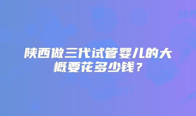 陕西做三代试管婴儿的大概要花多少钱?