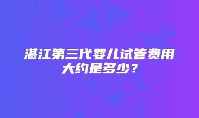 湛江第三代婴儿试管费用大约是多少?