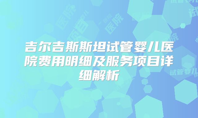 吉尔吉斯斯坦试管婴儿医院费用明细及服务项目详细解析