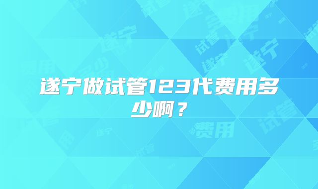 遂宁做试管123代费用多少啊？