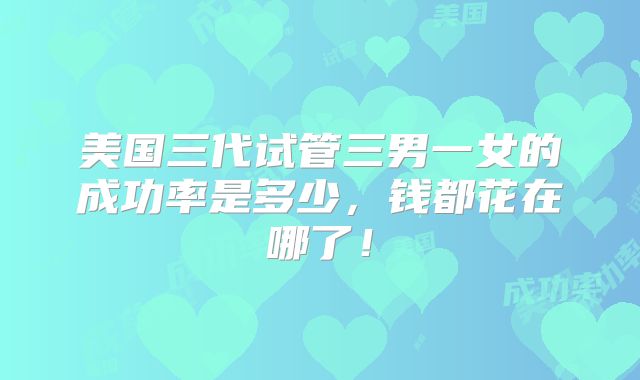 美国三代试管三男一女的成功率是多少，钱都花在哪了！
