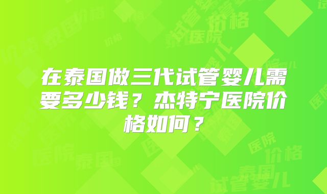 在泰国做三代试管婴儿需要多少钱？杰特宁医院价格如何？