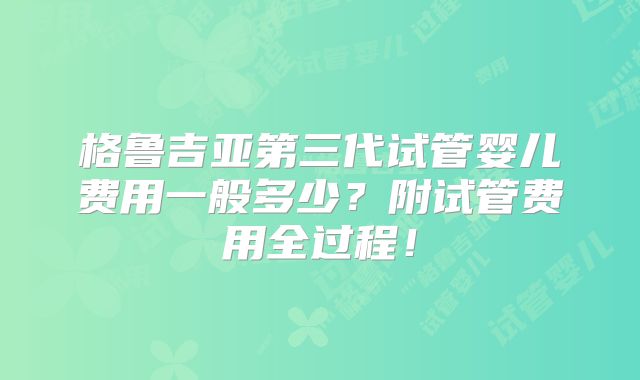 格鲁吉亚第三代试管婴儿费用一般多少？附试管费用全过程！