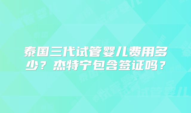 泰国三代试管婴儿费用多少？杰特宁包含签证吗？