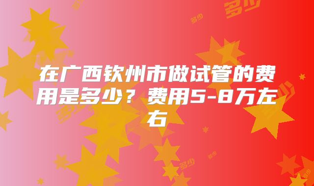 在广西钦州市做试管的费用是多少？费用5-8万左右