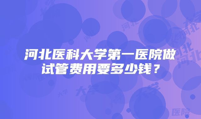 河北医科大学第一医院做试管费用要多少钱?