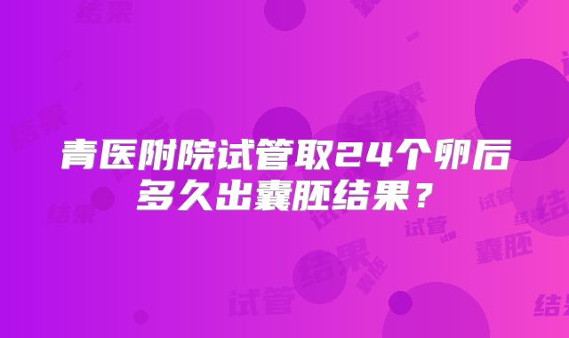 青医附院试管取24个卵后多久出囊胚结果？