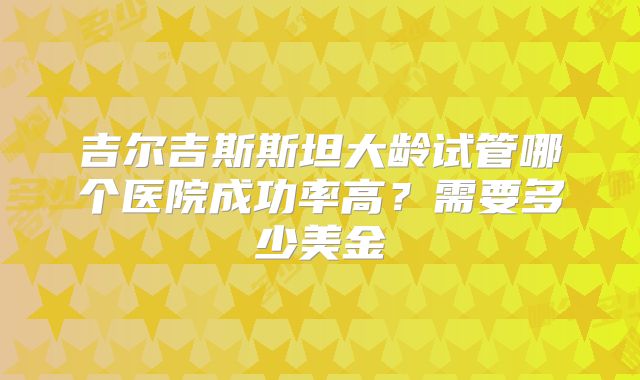 吉尔吉斯斯坦大龄试管哪个医院成功率高？需要多少美金
