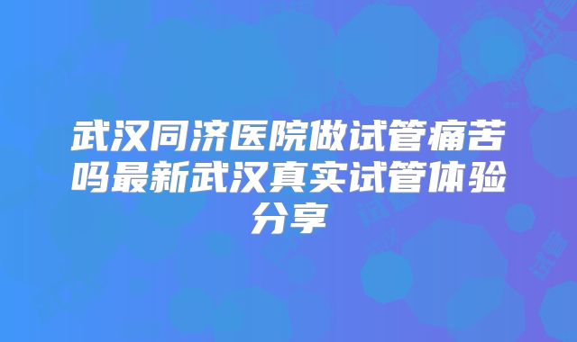 武汉同济医院做试管痛苦吗最新武汉真实试管体验分享
