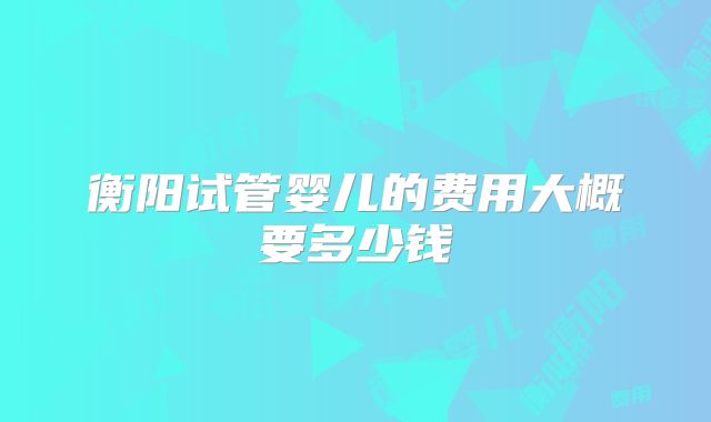 衡阳试管婴儿的费用大概要多少钱