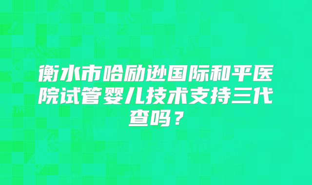 衡水市哈励逊国际和平医院试管婴儿技术支持三代查吗？
