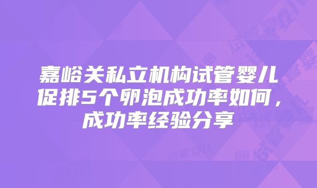 嘉峪关私立机构试管婴儿促排5个卵泡成功率如何,成功率经验分享