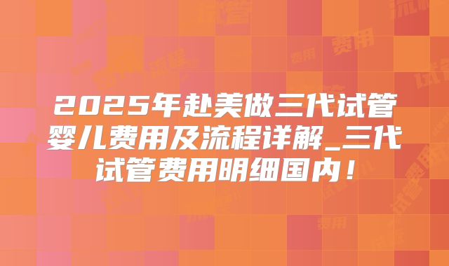 2025年赴美做三代试管婴儿费用及流程详解_三代试管费用明细国内！