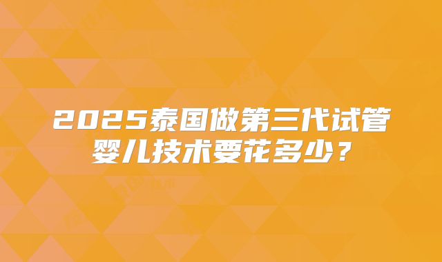 2025泰国做第三代试管婴儿技术要花多少？