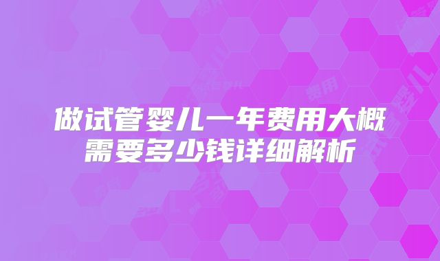 做试管婴儿一年费用大概需要多少钱详细解析