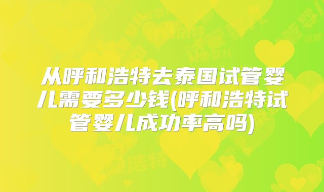 从呼和浩特去泰国试管婴儿需要多少钱(呼和浩特试管婴儿成功率高吗)