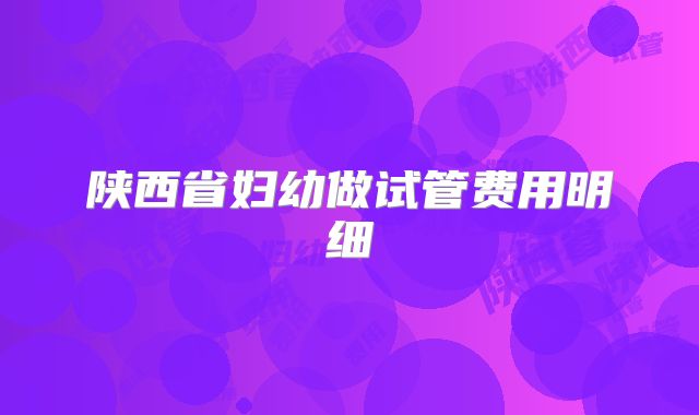陕西省妇幼做试管费用明细
