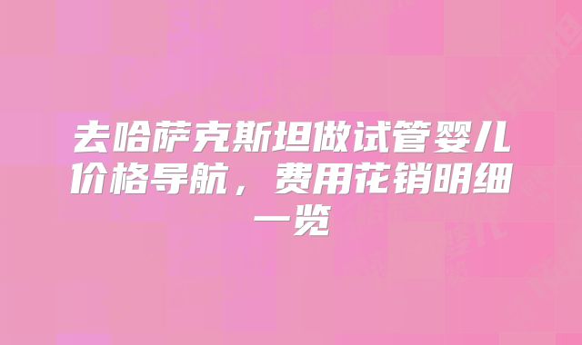 去哈萨克斯坦做试管婴儿价格导航，费用花销明细一览