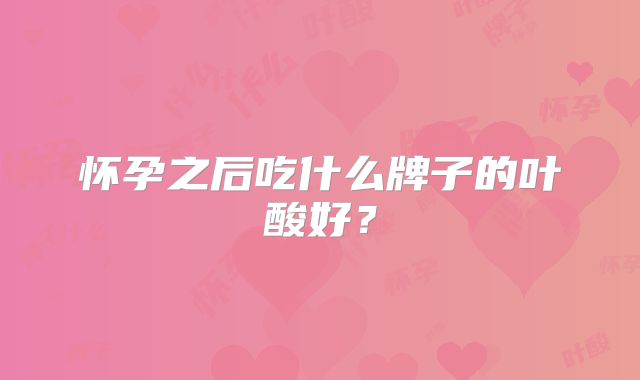 怀孕之后吃什么牌子的叶酸好？