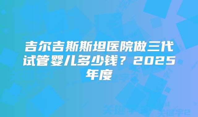 吉尔吉斯斯坦医院做三代试管婴儿多少钱?2025年度