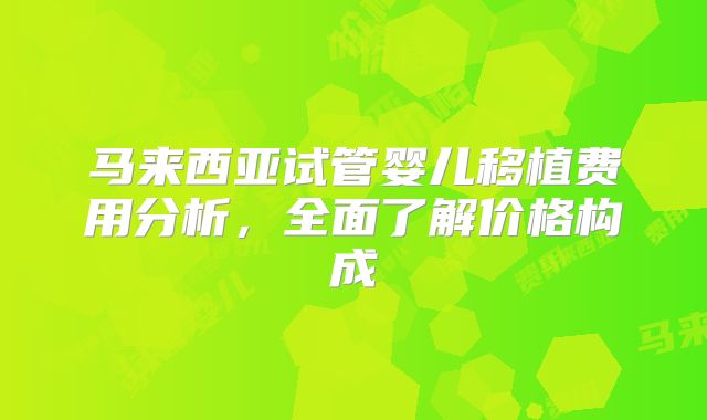 马来西亚试管婴儿移植费用分析，全面了解价格构成