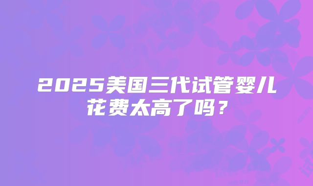 2025美国三代试管婴儿花费太高了吗?