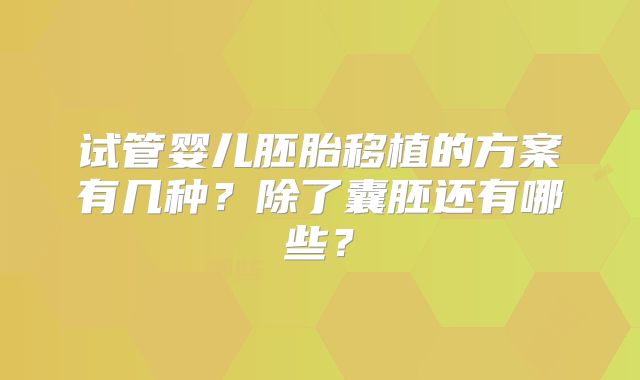 试管婴儿胚胎移植的方案有几种？除了囊胚还有哪些？
