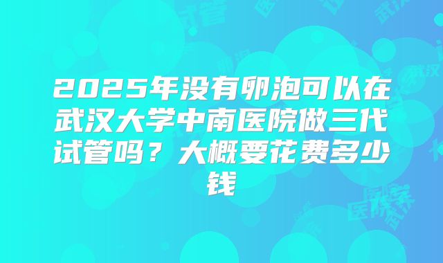 2025年没有卵泡可以在武汉大学中南医院做三代试管吗?大概要花费多少钱