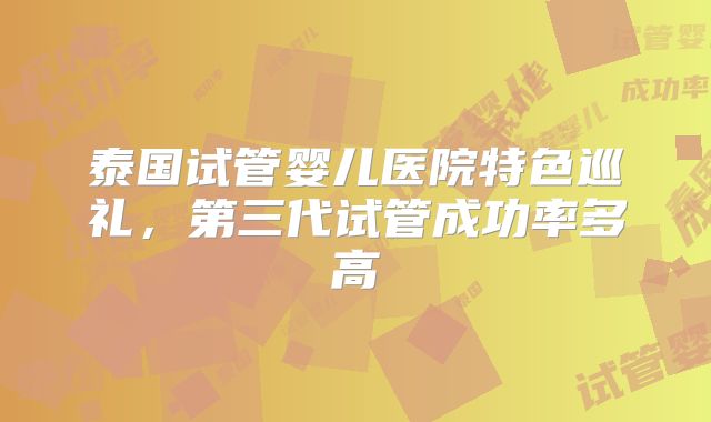 泰国试管婴儿医院特色巡礼，第三代试管成功率多高