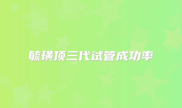 毓璜顶三代试管成功率