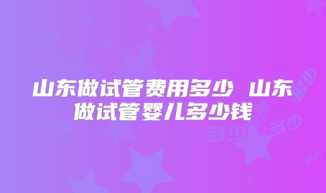 山东做试管费用多少 山东做试管婴儿多少钱