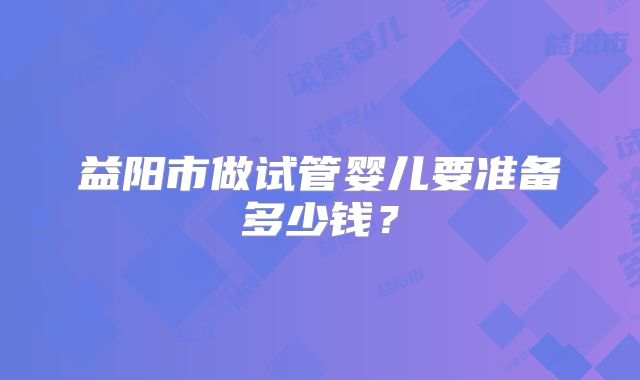 益阳市做试管婴儿要准备多少钱？