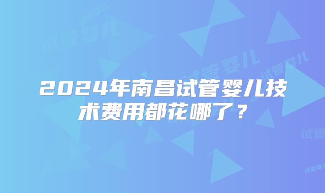 2024年南昌试管婴儿技术费用都花哪了？