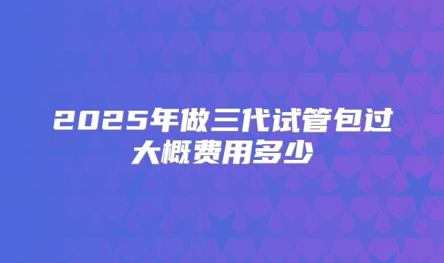 2025年做三代试管包过大概费用多少