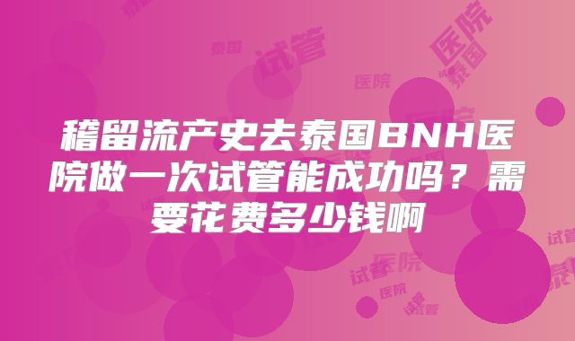 稽留流产史去泰国BNH医院做一次试管能成功吗?需要花费多少钱啊
