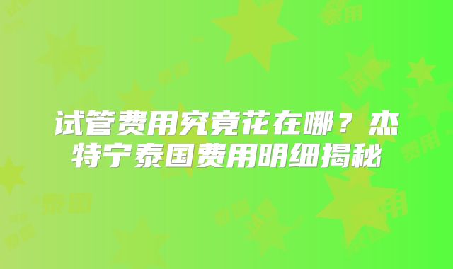 试管费用究竟花在哪？杰特宁泰国费用明细揭秘