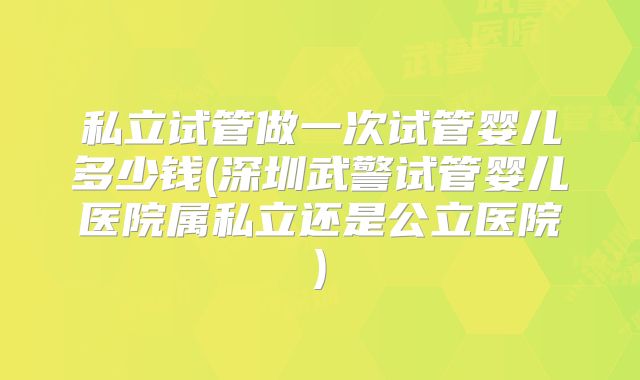 私立试管做一次试管婴儿多少钱(深圳武警试管婴儿医院属私立还是公立医院)