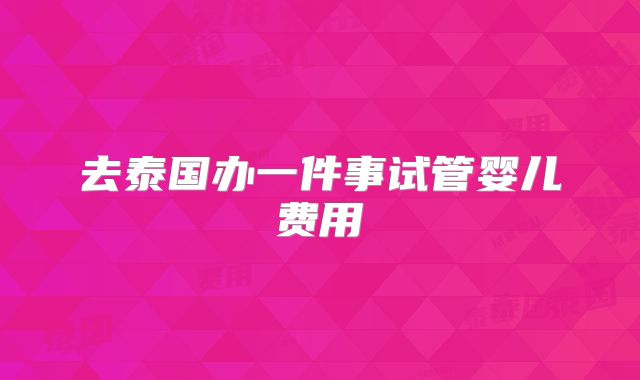 去泰国办一件事试管婴儿费用