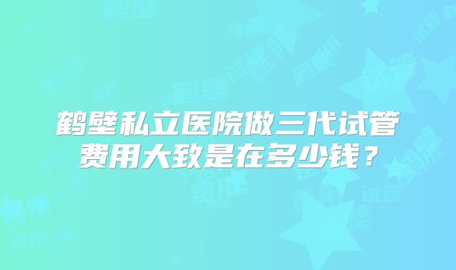 鹤壁私立医院做三代试管费用大致是在多少钱？