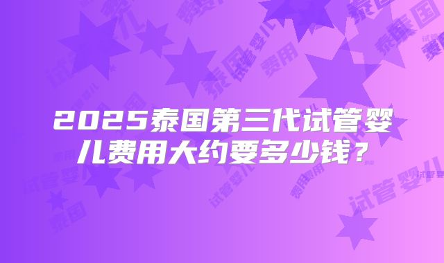 2025泰国第三代试管婴儿费用大约要多少钱？